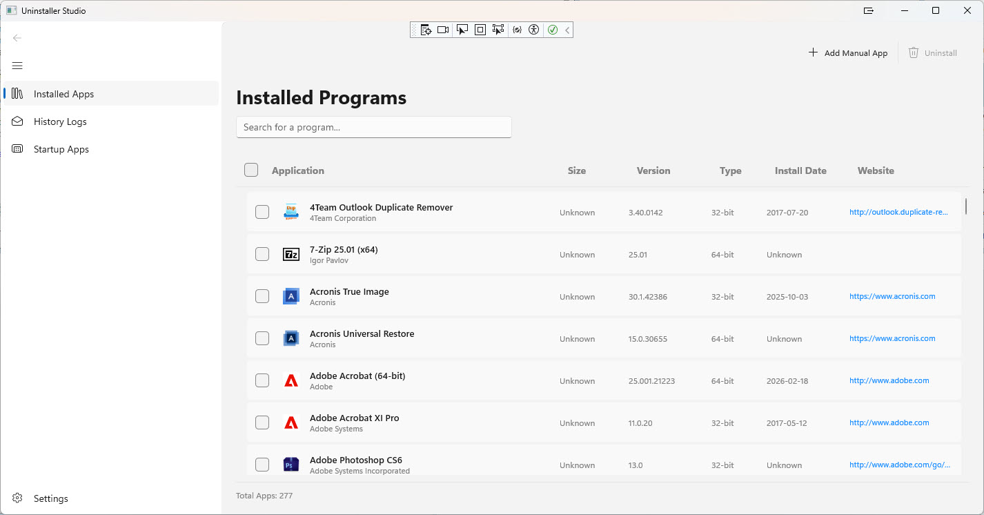 Uninstaller Studio Screenshot
